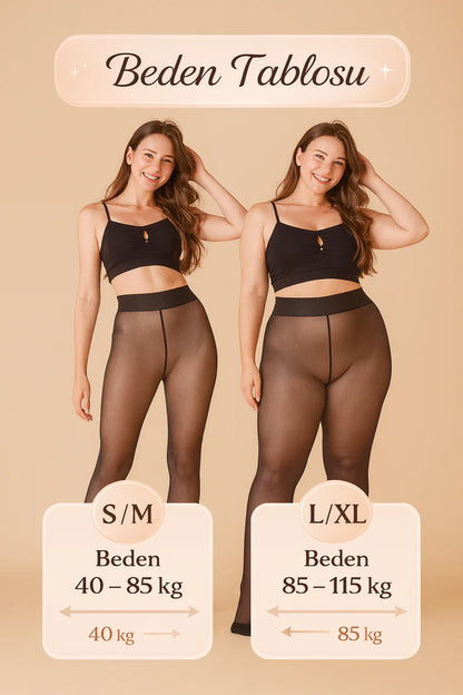 NOON®  - İç Peluş Ten Görünümlü Termal Kilotlu Çorap