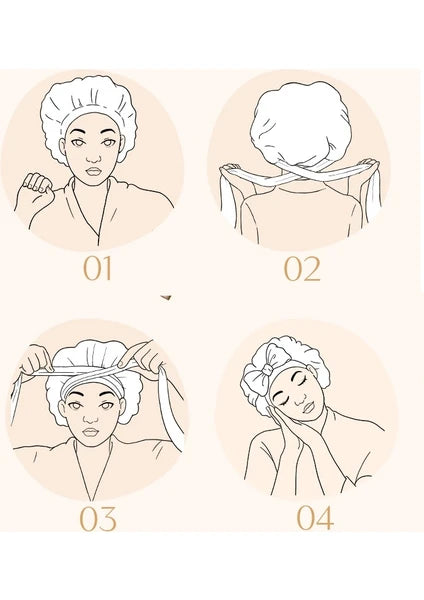 NOON®  - Saf İpek Saten Uyku & Saç Bakım Bonesi